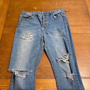 skinny ripped hight waisted jeans